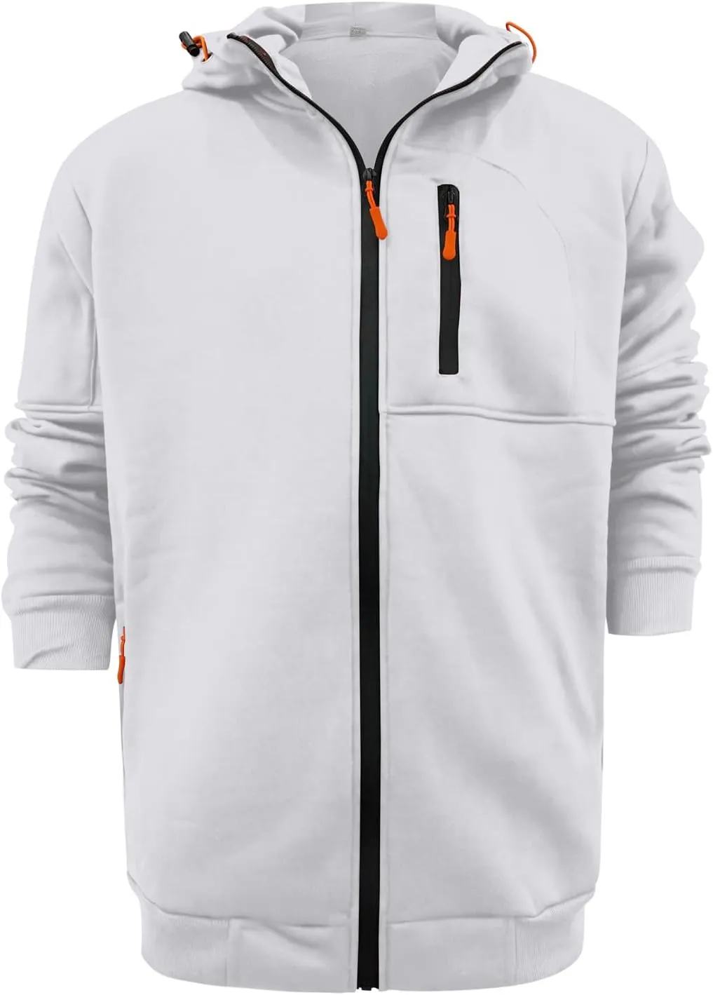 Men's Full Zipper Hoodie Long-Sleeved Drawstring Casual Hooded Sweater with Pockets Jogging Track and Filed Gym Hoodie