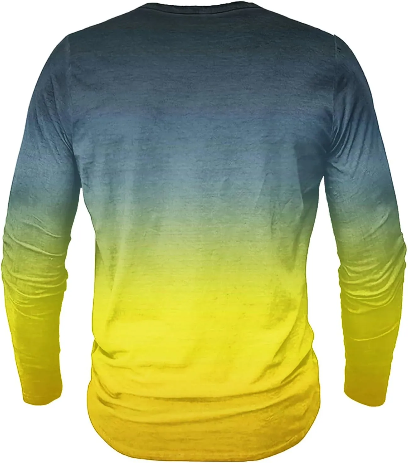 Mens Gradient Henley Shirts Vintage Long Sleeve Tees Casual Button Down V Neck T Shirt for Men Slim Fit Muscle Tops