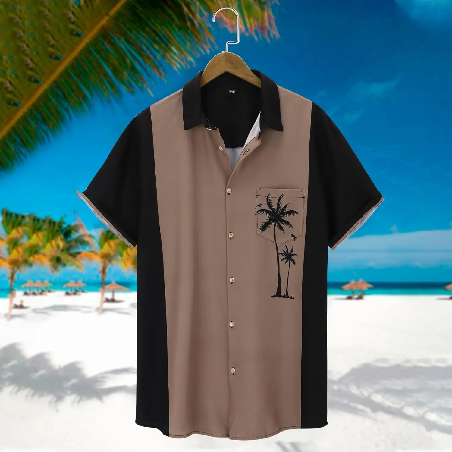 Men's Hawaiian Shirt Short Sleeves Button Down Shirts Casual Summer Beach Tropical Printed Palm Holiday Shirts