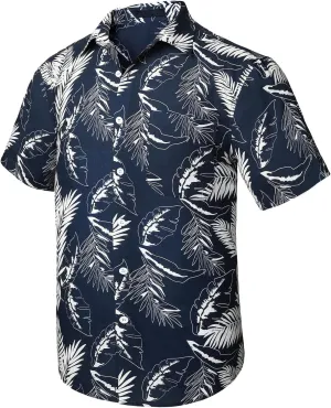 Mens Hawaiian Shirt Short Sleeves Tropical Floral Polo Shirts Casual Button Down Shirt Hawaiian Shirts for Men