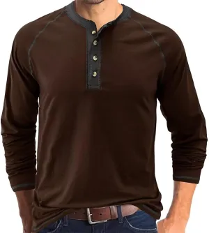 Men's Henley Shirts Raglan Long Sleeve Casual Slim Fit Lightweight Fashion T-Shirts