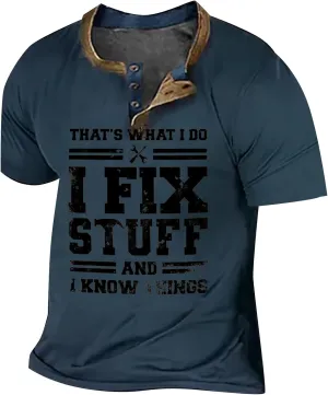 Men's Henley T-Shirt Muscle Short Sleeve V Neck Button Up Tshirt 2024 Fall Shirts 3D Graphic T-Shirts Tees Top