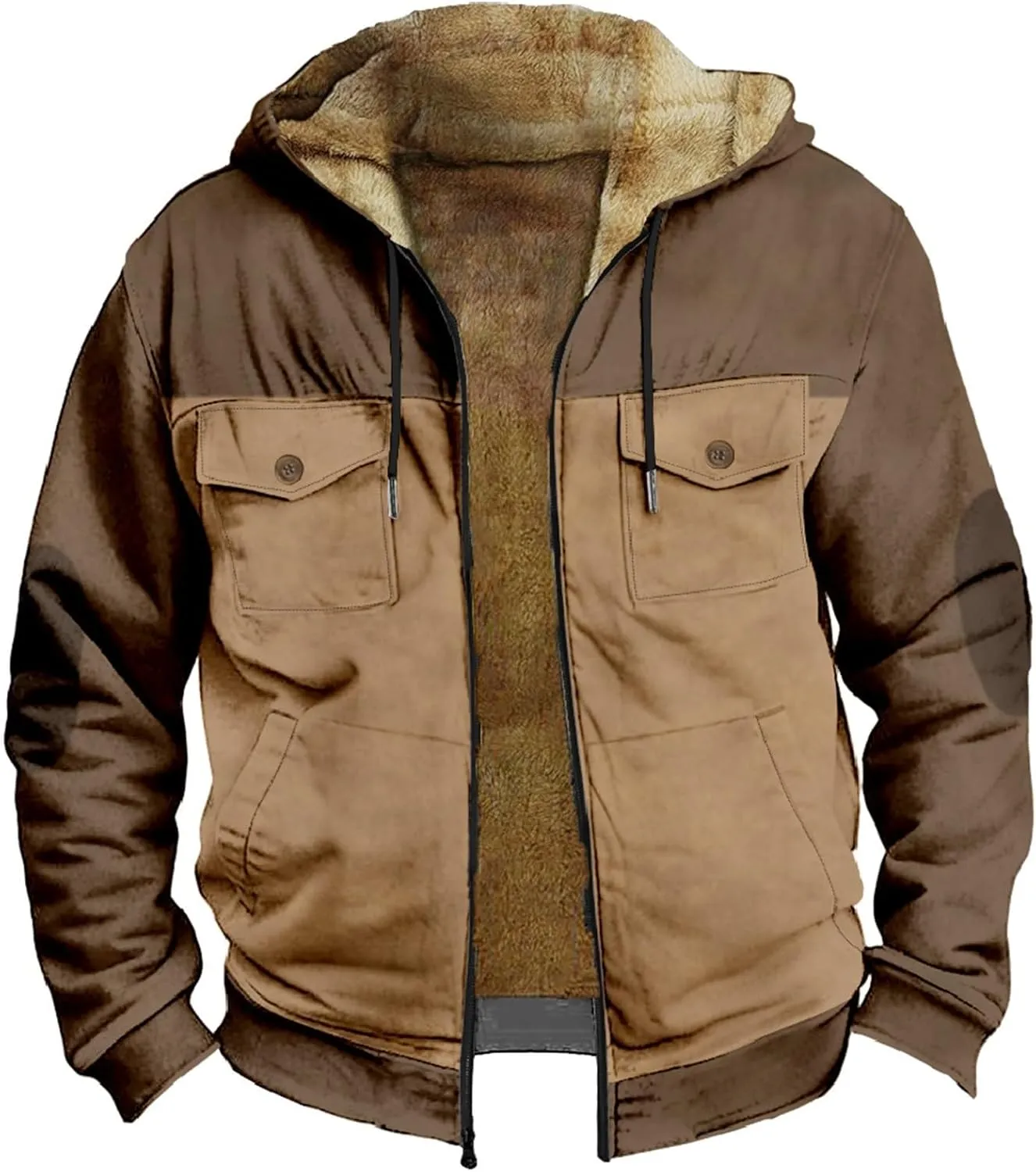 Mens Hooded Jackets Full Zip Fleece Hooded Sweatshirt Casual Fall Winter Warm Windproof Hoodies Outerwear