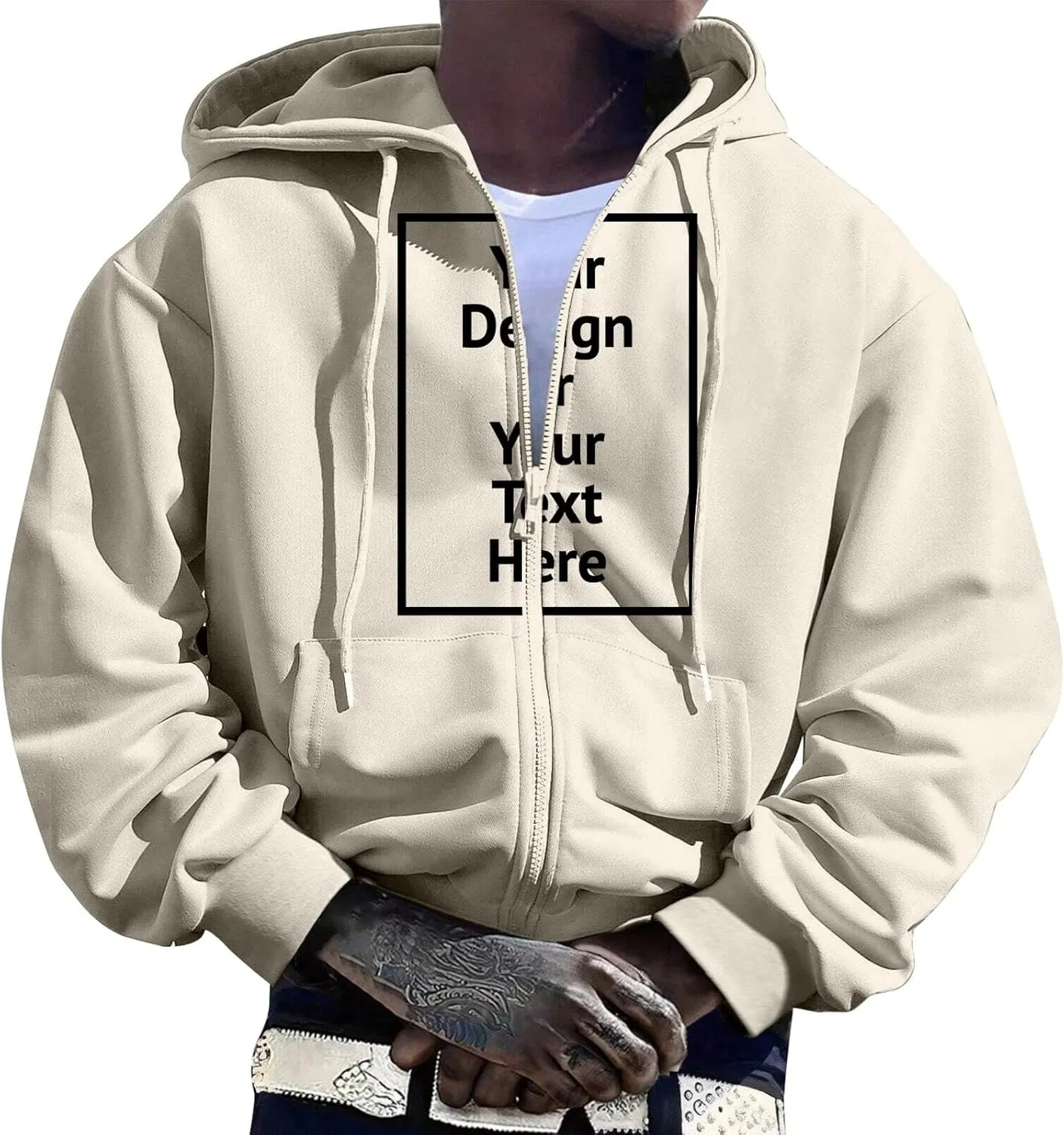 Men'S Hoodie Full Zip Up Sweatshirt With Pockets Oversized And Comfortable Outdoor Jackets For Men,Hooded Sweatshirts