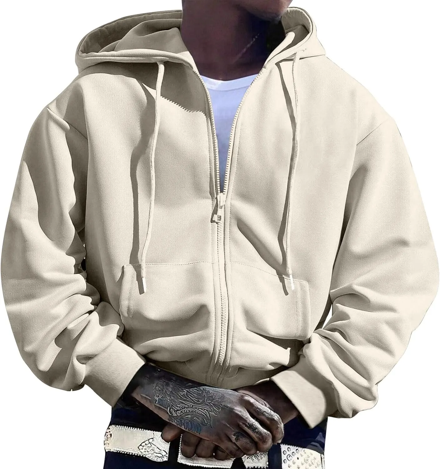 Men'S Hoodie Full Zip Up Sweatshirt With Pockets Oversized And Comfortable Outdoor Jackets For Men,Hooded Sweatshirts