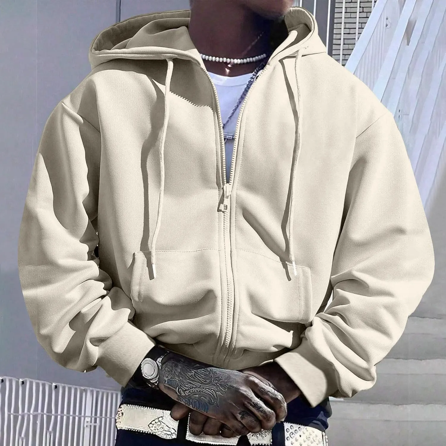 Men'S Hoodie Full Zip Up Sweatshirt With Pockets Oversized And Comfortable Outdoor Jackets For Men,Hooded Sweatshirts