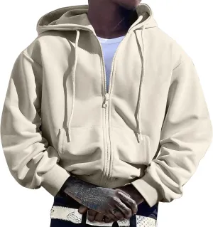 Men'S Hoodie Full Zip Up Sweatshirt With Pockets Oversized And Comfortable Outdoor Jackets For Men,Hooded Sweatshirts
