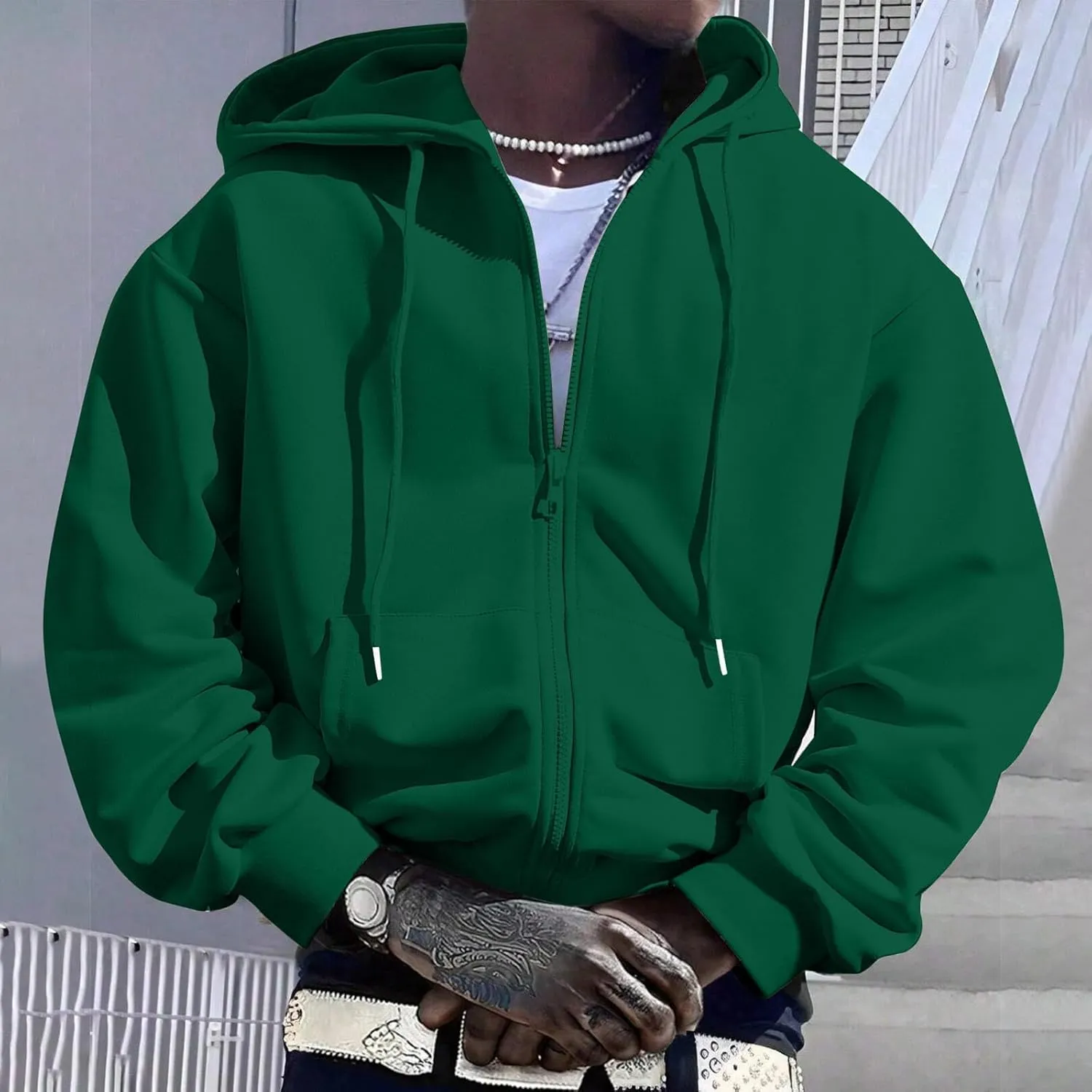 Men'S Hoodie Full Zip Up Sweatshirt With Pockets Oversized And Comfortable Outdoor Jackets For Men,Hooded Sweatshirts