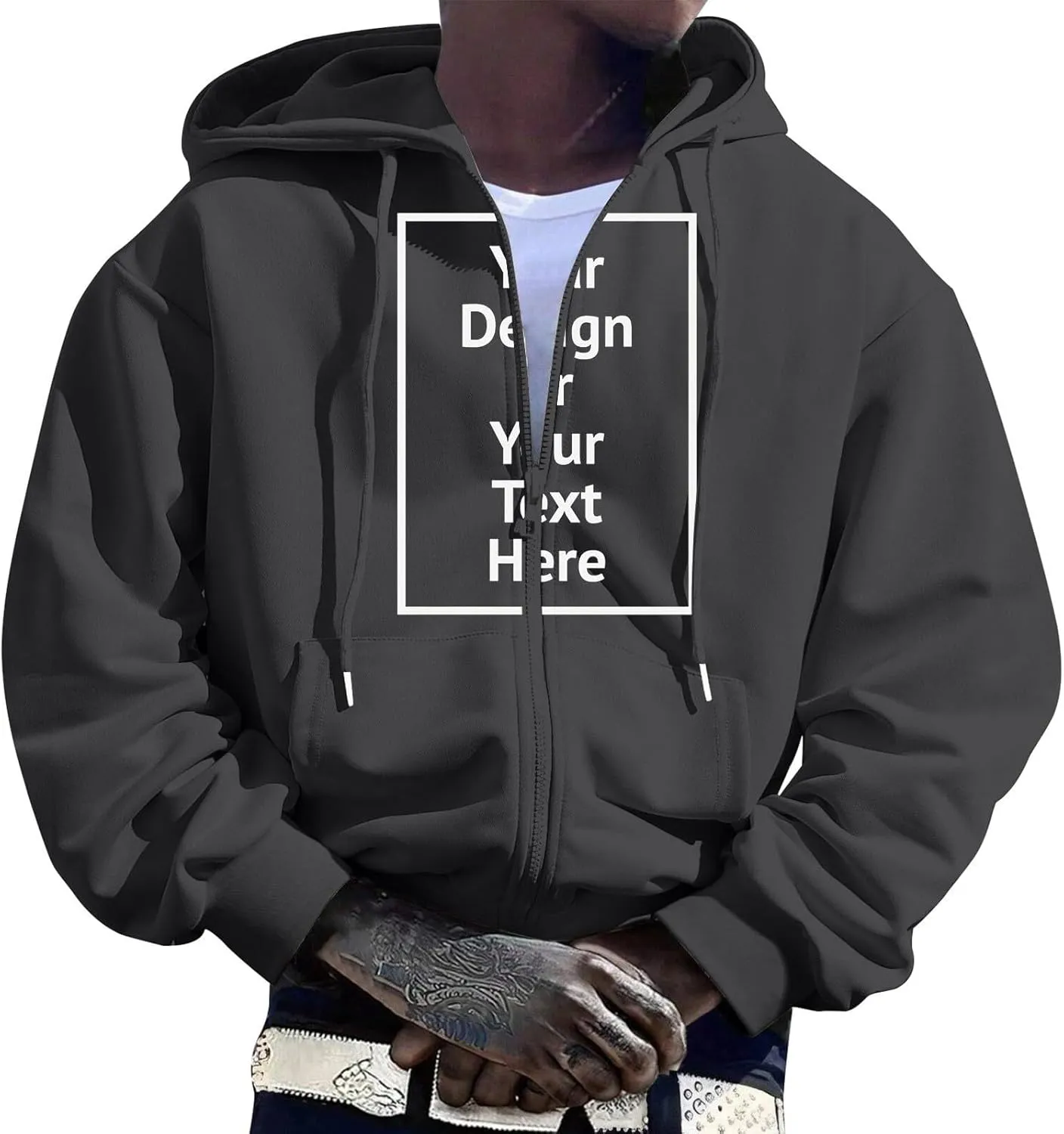 Men'S Hoodie Full Zip Up Sweatshirt With Pockets Oversized And Comfortable Outdoor Jackets For Men,Hooded Sweatshirts