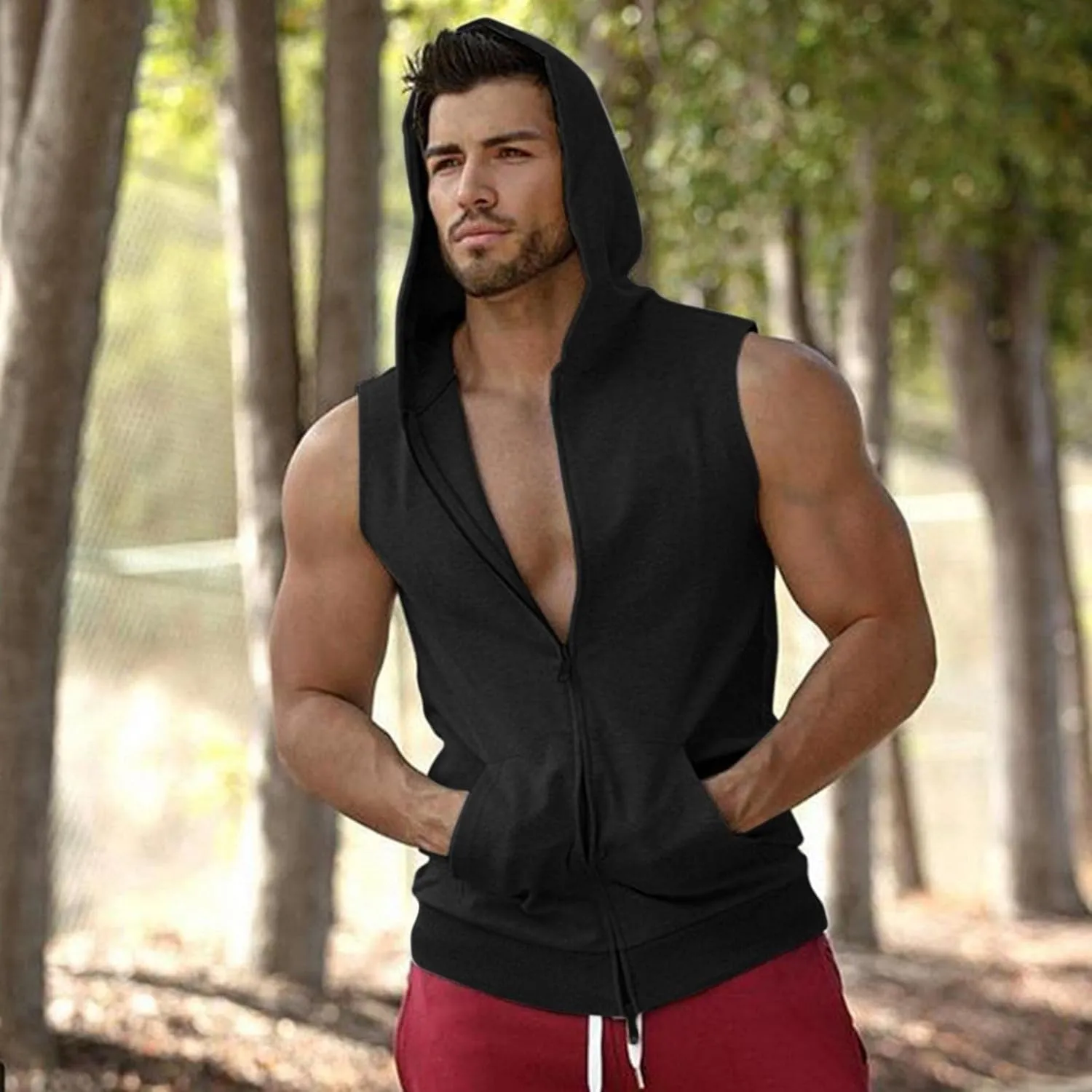 Mens Hoodies,Sweatshirts for Men Zip Up Long Sleeve Pullover Drawstring Hooded Athletic Sweatshirt Gym Hooded Sweaters
