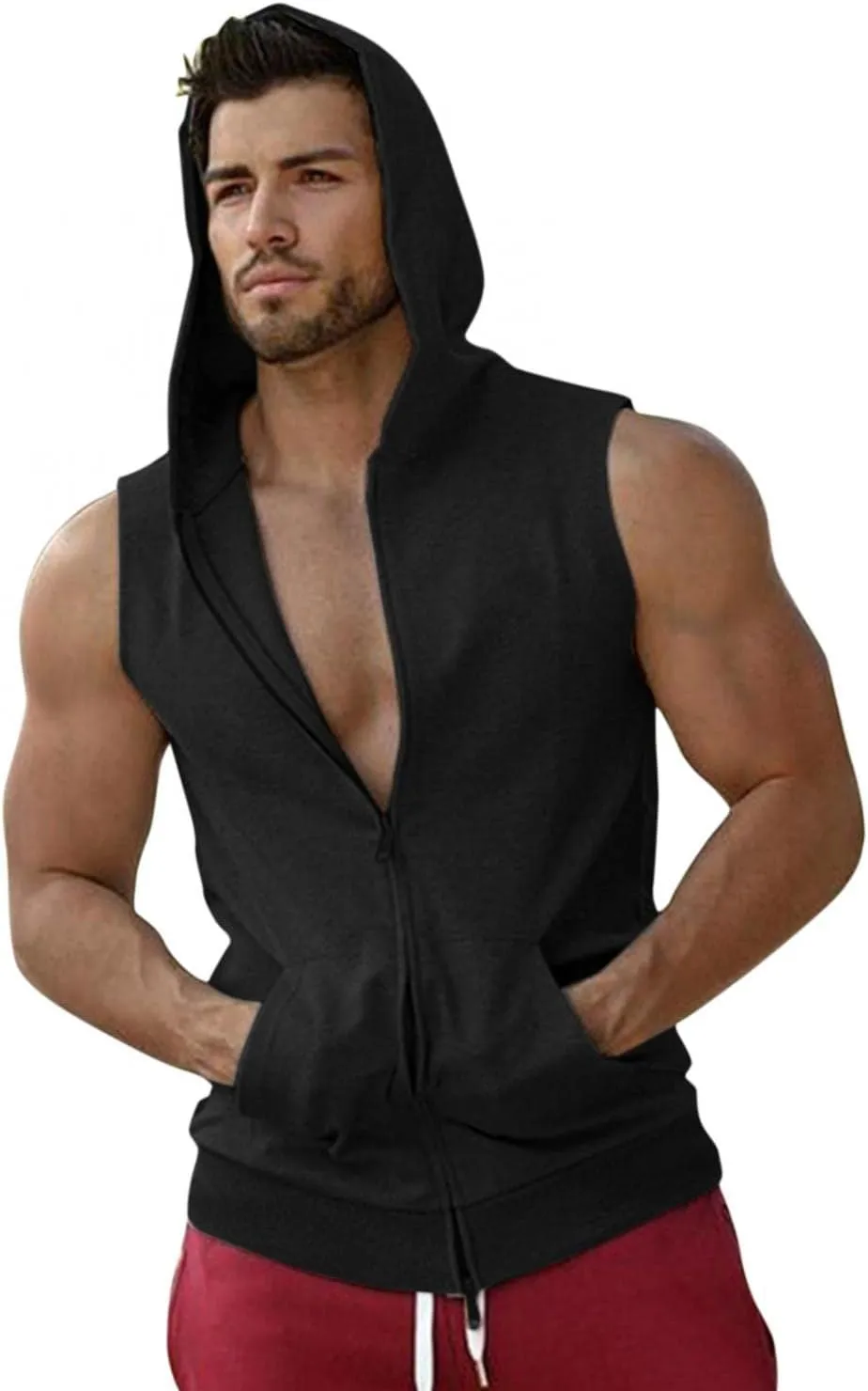 Mens Hoodies,Sweatshirts for Men Zip Up Long Sleeve Pullover Drawstring Hooded Athletic Sweatshirt Gym Hooded Sweaters