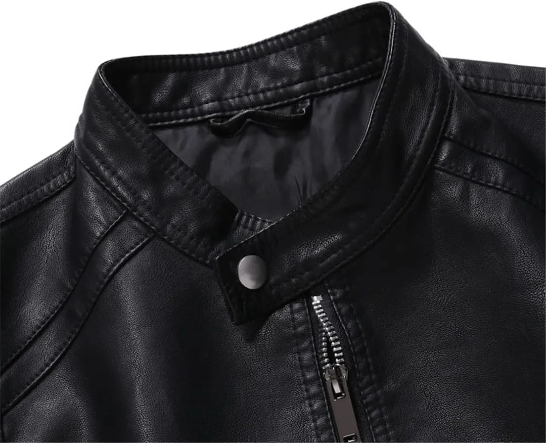Men's Jacket Fashion Slim Fit Casual Men's Leather Jacket Motorcycle Jacket