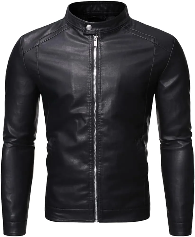 Men's Jacket Fashion Slim Fit Casual Men's Leather Jacket Motorcycle Jacket