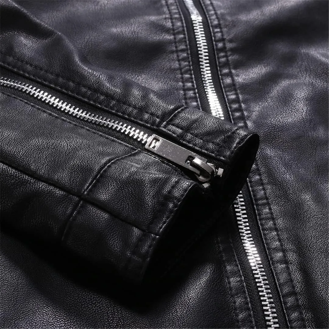 Men's Jacket Fashion Slim Fit Casual Men's Leather Jacket Motorcycle Jacket