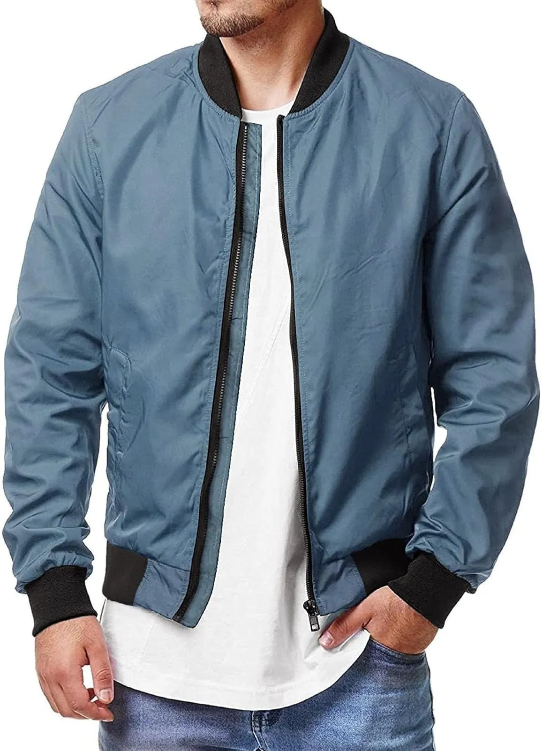 Mens Jacket Mens Bomber Jacket Lightweight Slim Fit Softshell Windbreaker