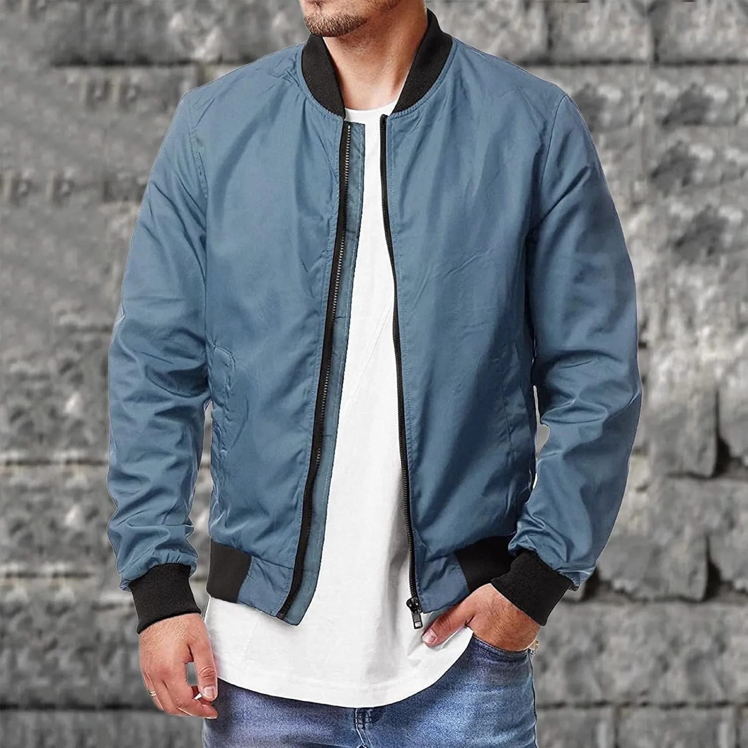Mens Jacket Mens Bomber Jacket Lightweight Slim Fit Softshell Windbreaker