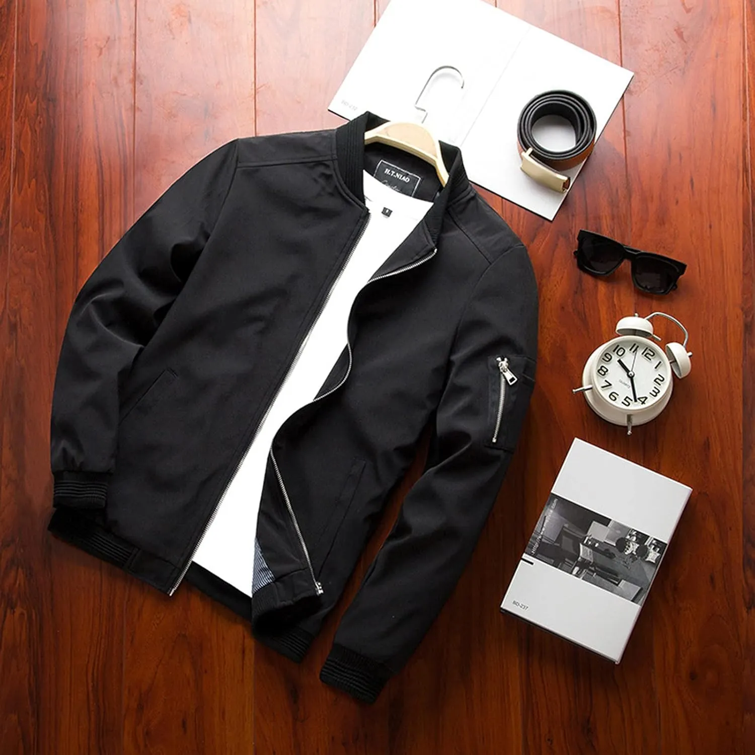 Men's Jacket Slim Fit Lightweight Softshell Flight Bomber Jacket Coat