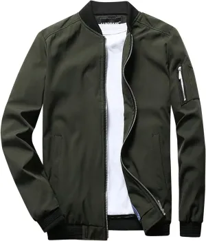 Men's Jacket Slim Fit Lightweight Softshell Flight Bomber Jacket Coat