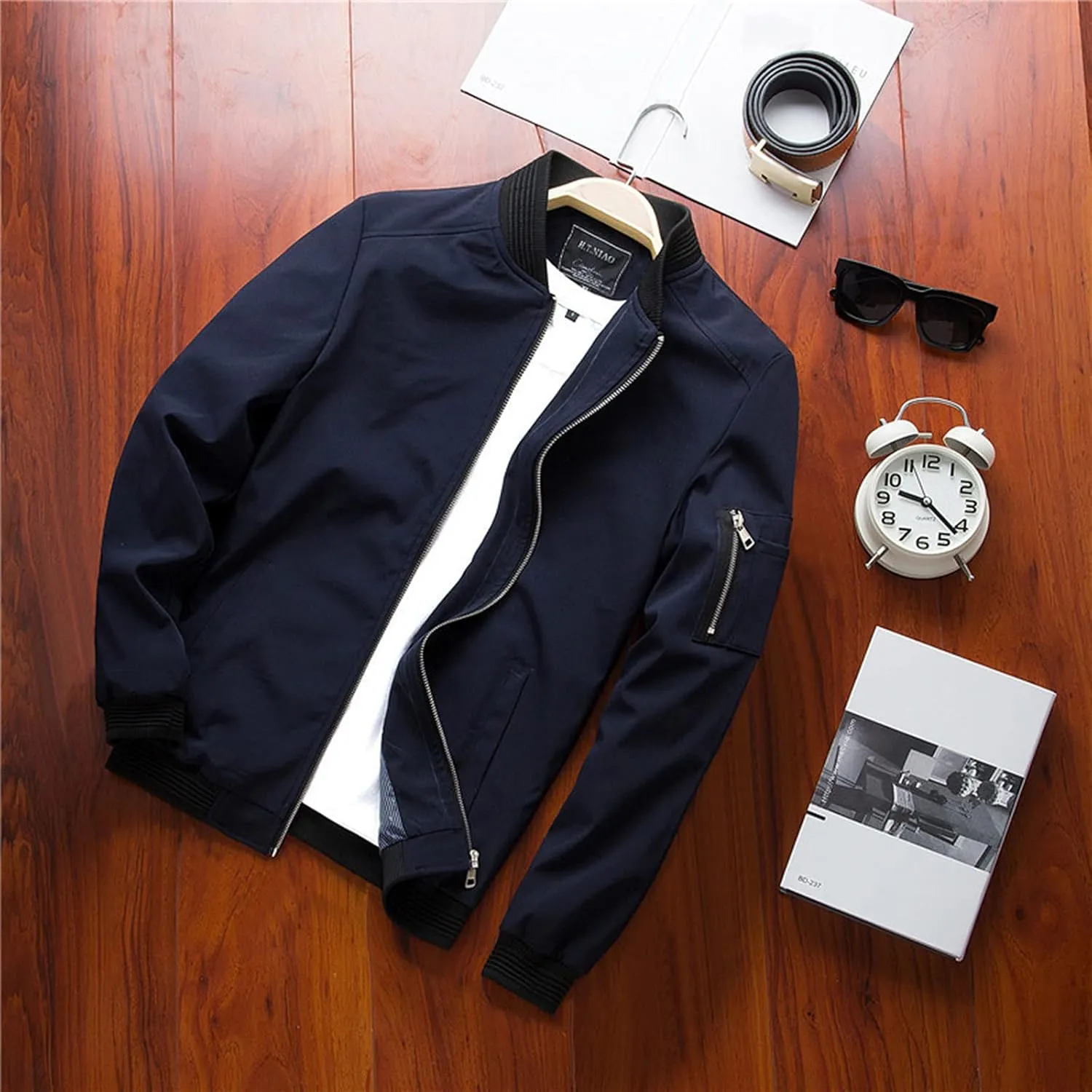 Men's Jacket Slim Fit Lightweight Softshell Flight Bomber Jacket Coat