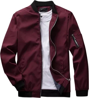 Men's Jacket Slim Fit Lightweight Softshell Flight Bomber Jacket Coat