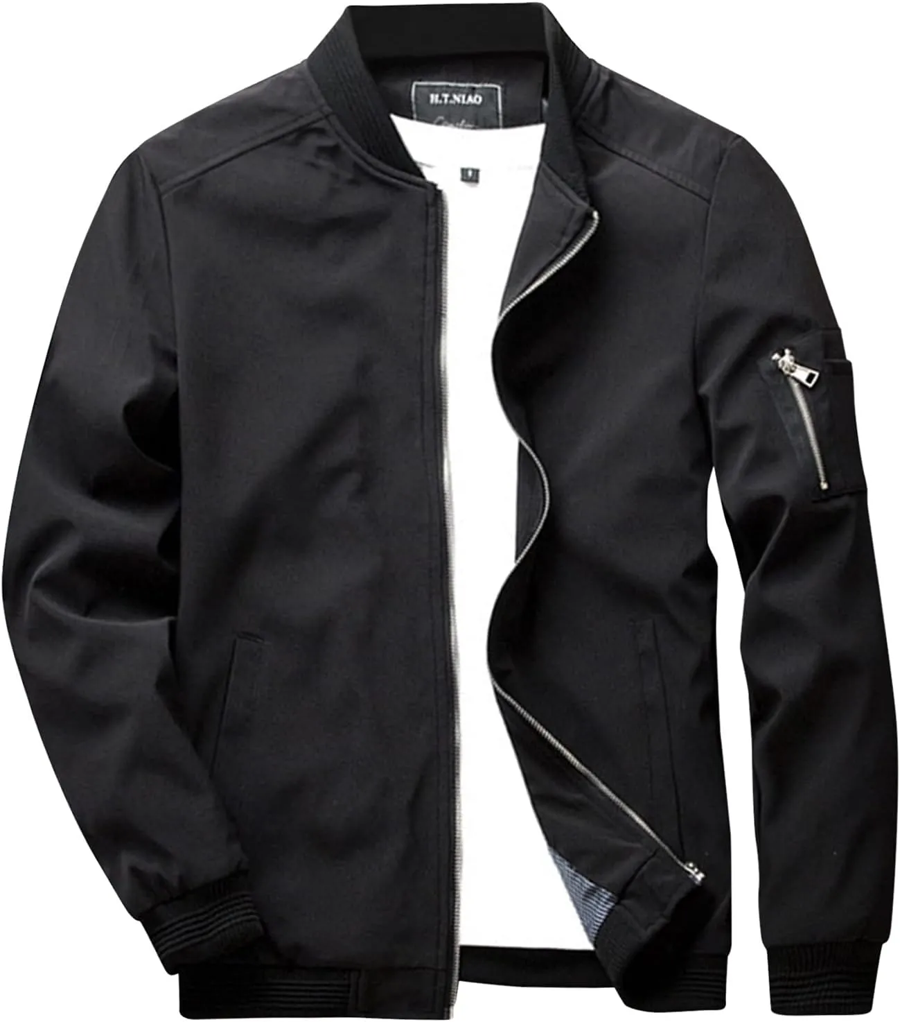 Men's Jacket Slim Fit Lightweight Softshell Flight Bomber Jacket Coat