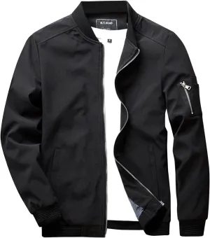 Men's Jacket Slim Fit Lightweight Softshell Flight Bomber Jacket Coat