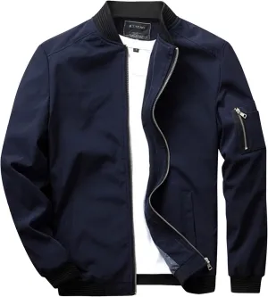 Men's Jacket Slim Fit Lightweight Softshell Flight Bomber Jacket Coat