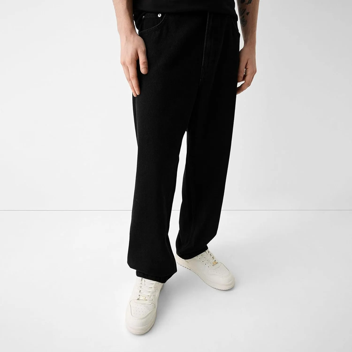 Mens Jeans Relaxed Fit Distressed Big and Tall Hip Hop Jeans Straight Cowboy Black Jeans for Men