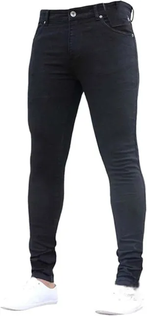 Men's Jeans Slim Fit, Jeans Stretch Destroyed Ripped Skinny Jeans, Blue Jeans Men Relaxed Fit