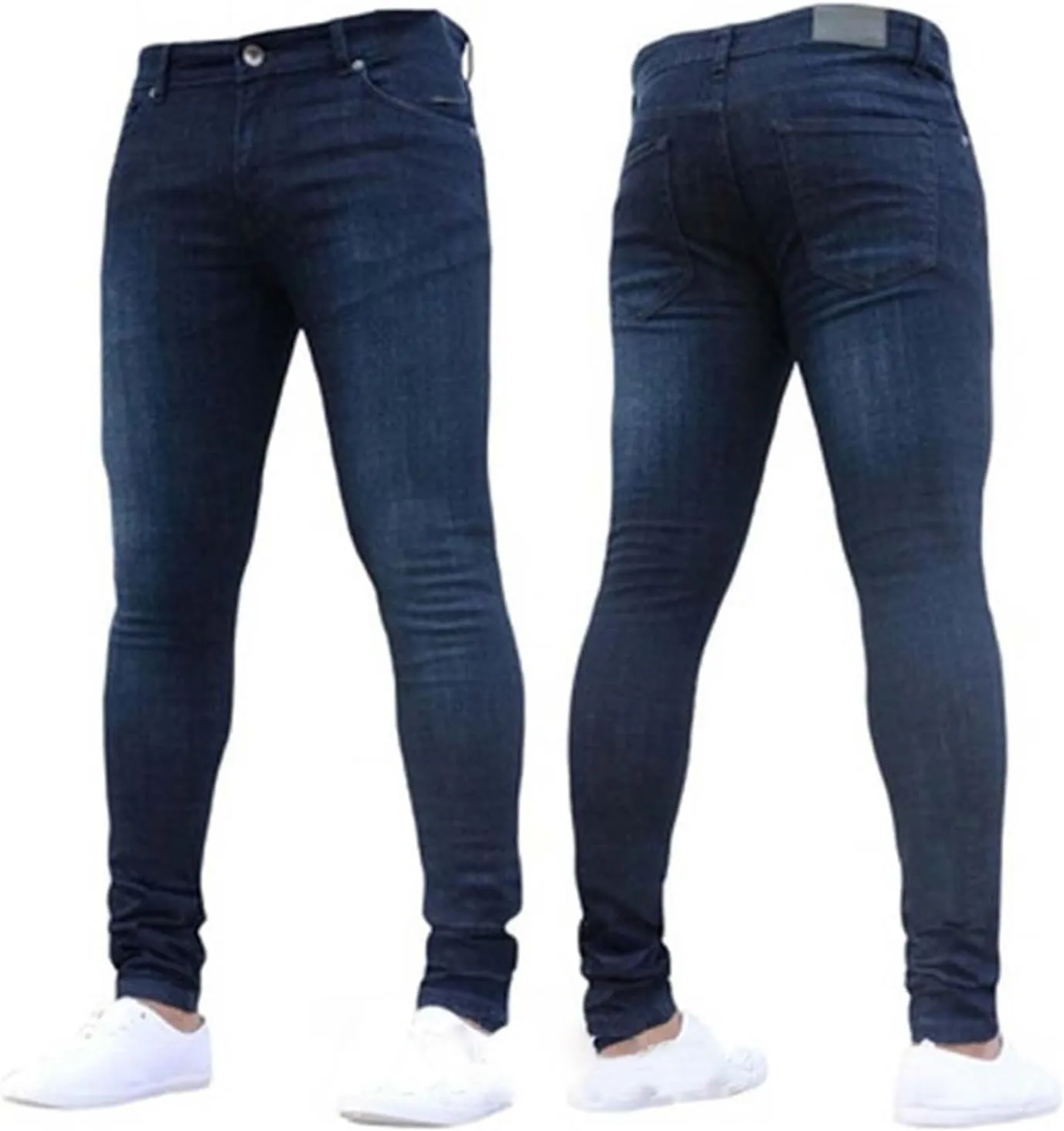 Men's Jeans Slim Fit, Jeans Stretch Destroyed Ripped Skinny Jeans, Blue Jeans Men Relaxed Fit