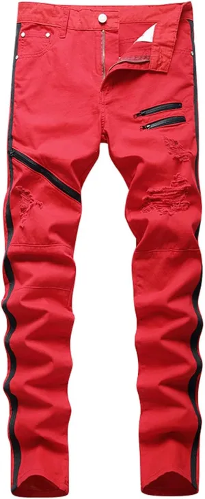 Mens Jeans Stretch Straight Leg Jeans Soft Denim Jeans Grunge Hip Hop Baggy Pants Leopard Print Pants