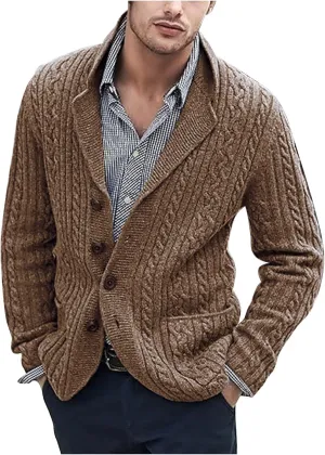 Mens Knit Cardigan Sweaters Lightweight Button Down Sweaters Shawl Collar Cardigan Sweater Winter Knit Sweater