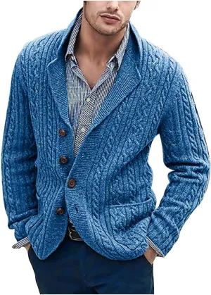 Mens Knit Cardigan Sweaters Lightweight Button Down Sweaters Shawl Collar Cardigan Sweater Winter Knit Sweater