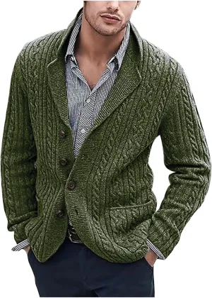Mens Knit Cardigan Sweaters Lightweight Button Down Sweaters Shawl Collar Cardigan Sweater Winter Knit Sweater
