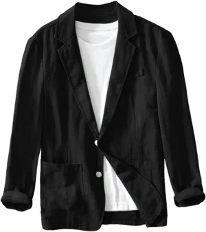 Mens Lightweight Blazer Jacket Plus Size Breathable Thin Coats Button Down Loose Fit Casual Summer Cardigans Shirts