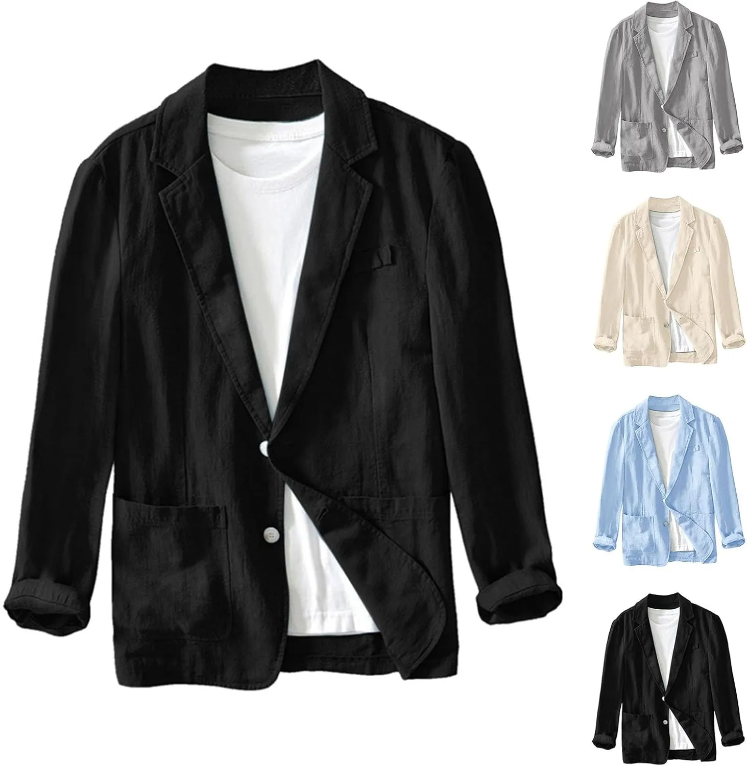 Mens Lightweight Blazer Jacket Plus Size Breathable Thin Coats Button Down Loose Fit Casual Summer Cardigans Shirts