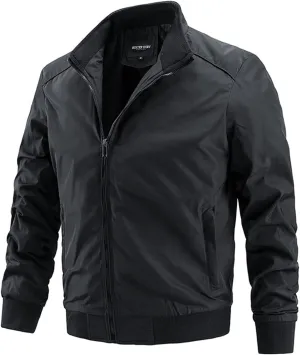 Men's Lightweight Bomber Jacket Casual Softshell Jackets Slim Fit Hiking Windbreaker Fall Spring Outdoor Fashion Coat
