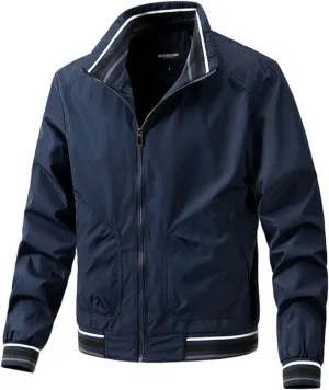 Mens Lightweight Casual Windbreaker Bomber Jacket with Pockets, Water Resistant Breathable Full Zip Thin Jacket
