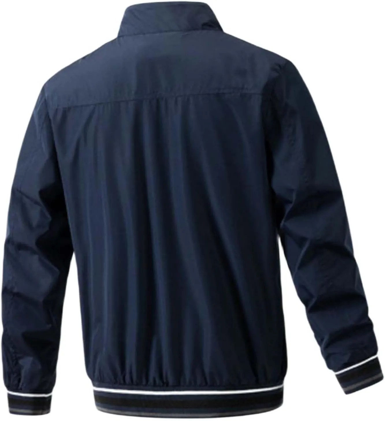 Mens Lightweight Casual Windbreaker Bomber Jacket with Pockets, Water Resistant Breathable Full Zip Thin Jacket
