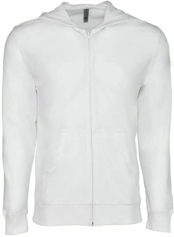 Men's Lightweight Hoodie Next Level Zip-up Zipper White