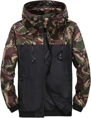 Men's Lightweight Softshell Jacket Fleece Lined Drawstring Hooded Water Resistant Winter Hiking Windbreaker Jackets