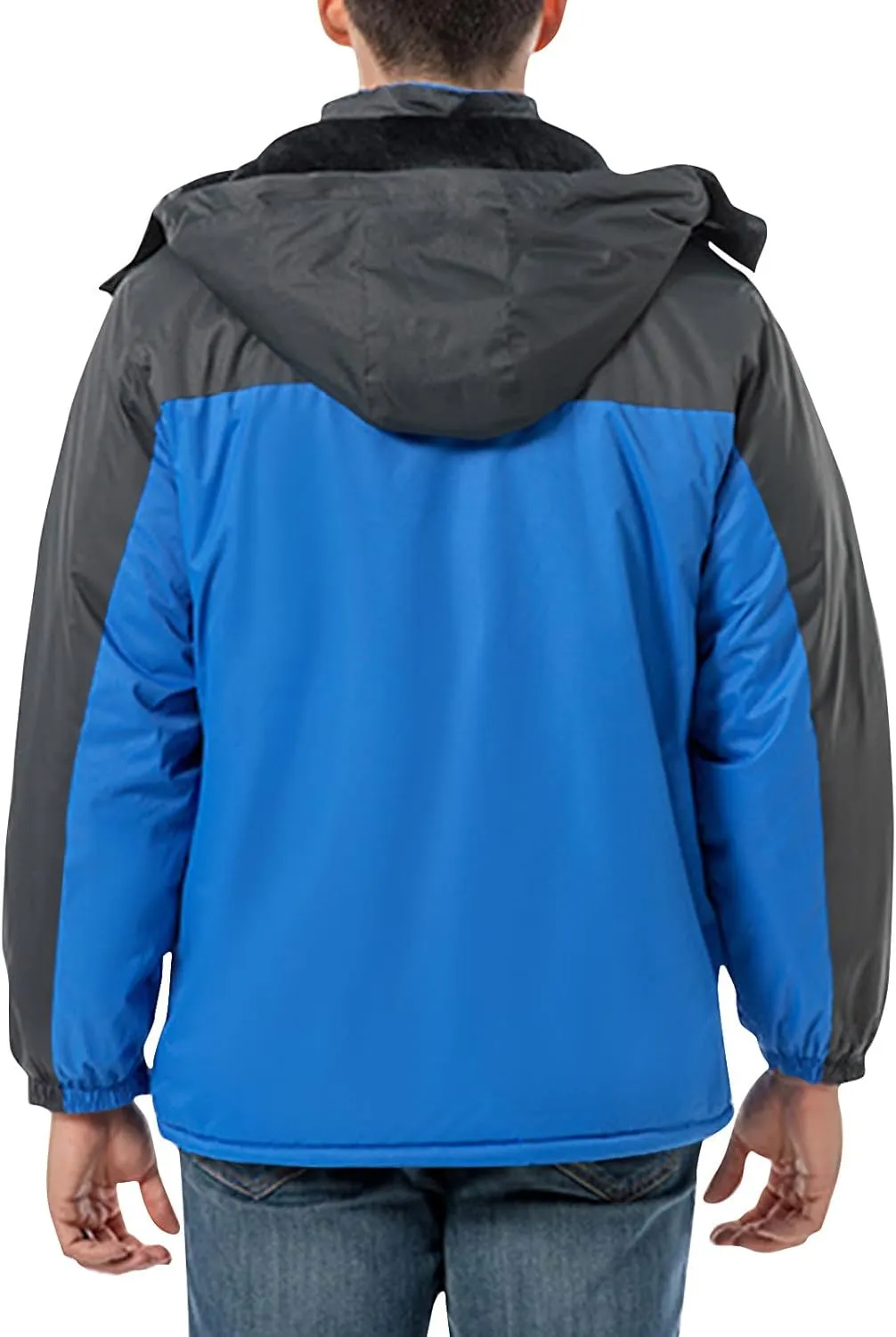 Men's Lightweight Softshell Jacket Fleece Lined Hooded Water Resistant Winter Hiking Coats Patchwork Parka Jackets