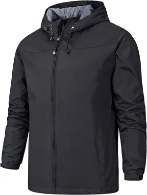 Men's Lightweight Softshell Jacket Fleece Lined Hooded Water Resistant Winter Hiking Windbreaker Jackets Pockets