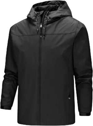 Men's Lightweight Softshell Jacket Fleece Lined Hooded Water Resistant Winter Hiking Windbreaker Jackets Pockets