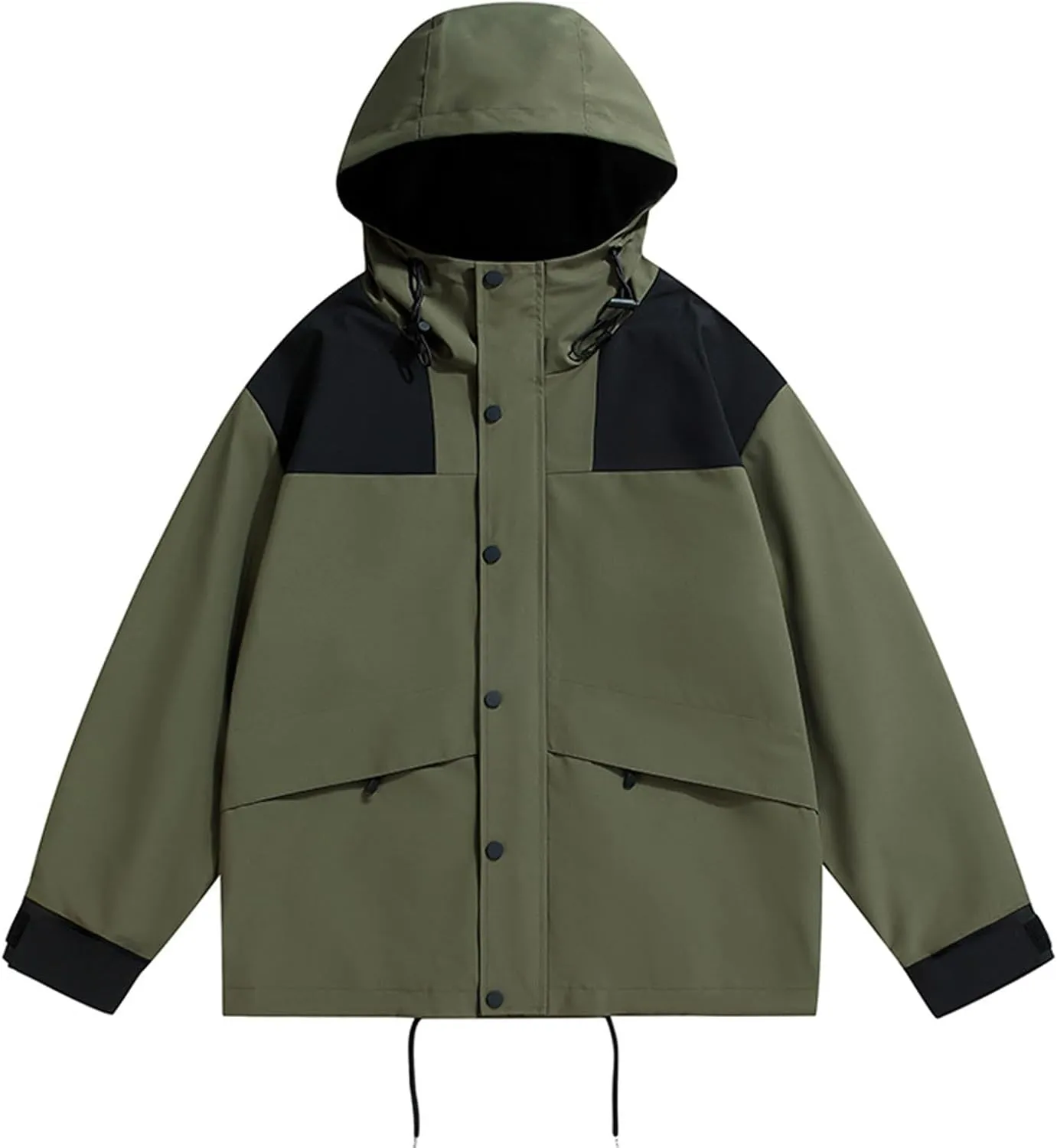 Men's Lightweight Softshell Jacket Hooded Water Resistant Fall Winter Hiking Windbreaker Jackets Drawstring Zipper Coats