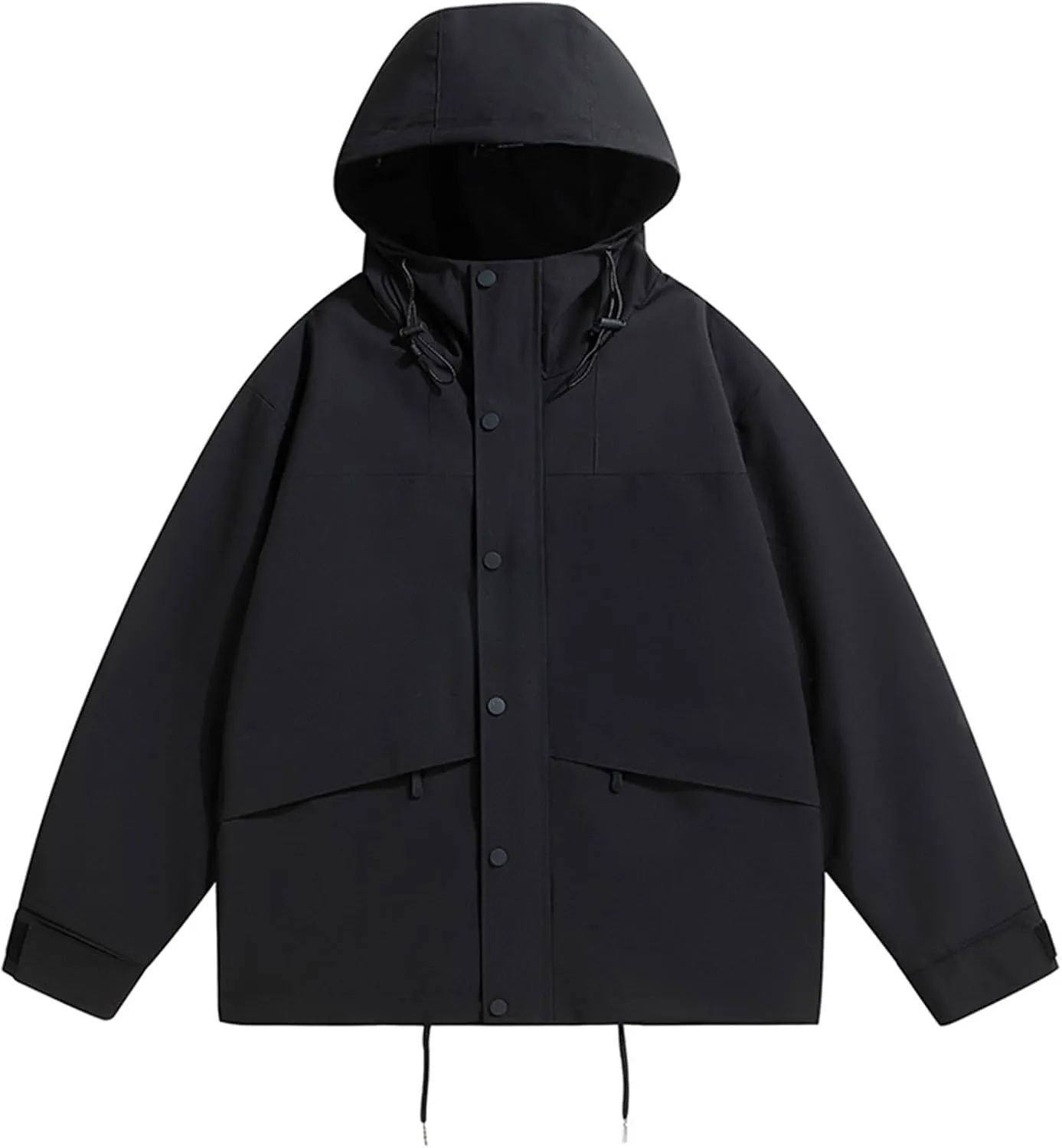 Men's Lightweight Softshell Jacket Hooded Water Resistant Fall Winter Hiking Windbreaker Jackets Drawstring Zipper Coats