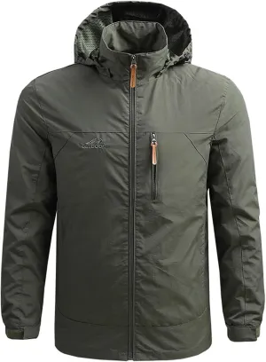 Men's Lightweight Softshell Jacket Hooded Water Resistant Winter Hiking Windbreaker Jackets Slim Sunscreen Soft Coats