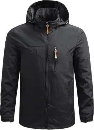 Men's Lightweight Softshell Jacket Hooded Water Resistant Winter Hiking Windbreaker Jackets Slim Sunscreen Soft Coats
