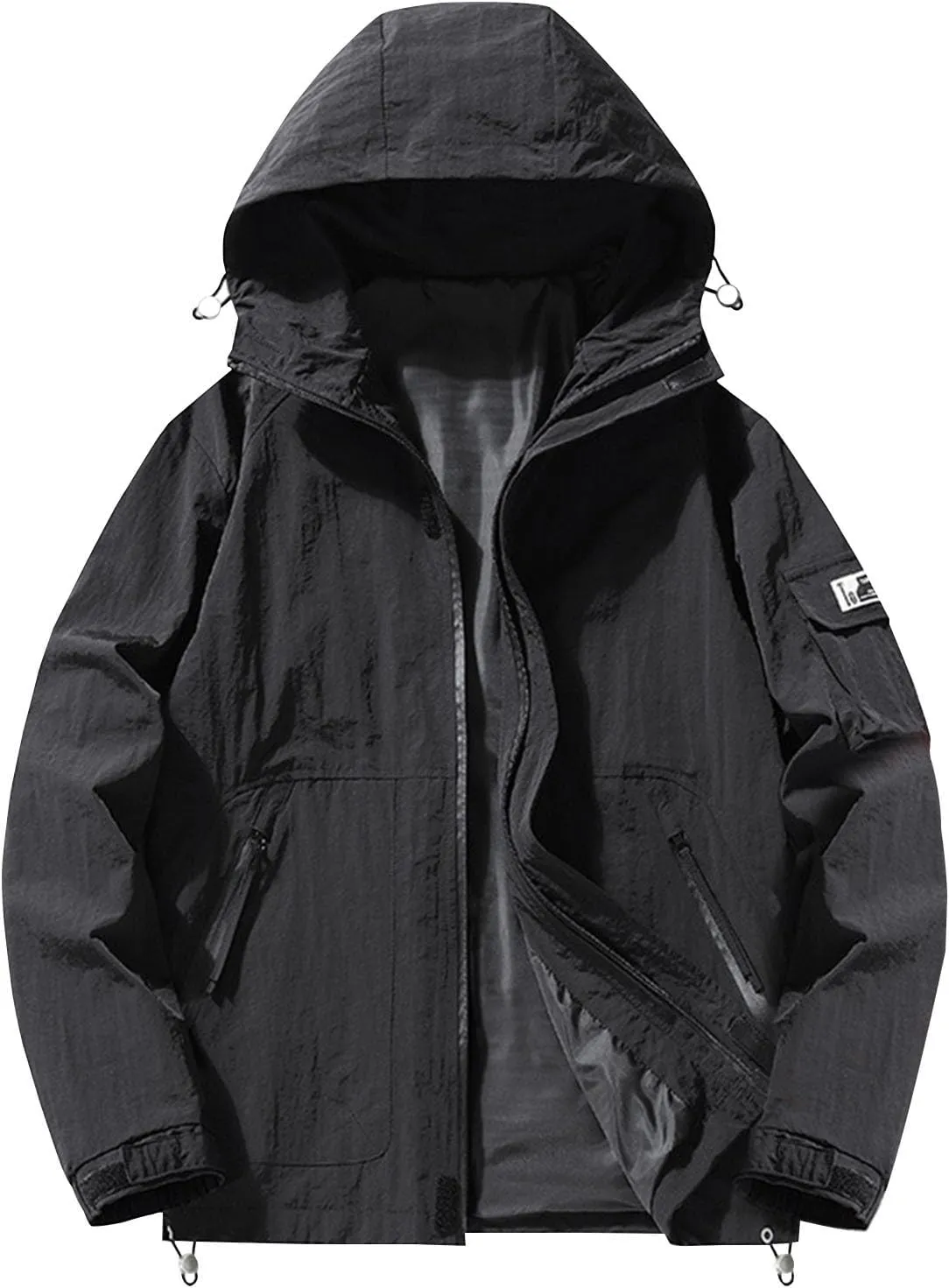 Men's Lightweight Softshell Jacket with Lined Full Zip Hooded Water Resistant Winter Hiking Windbreaker Jackets