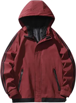 Men's Lightweight Waterproof Rain Jacket Outdoor Softshell Hooded Raincoat Pockets Hiking Mountain Windbreaker Jacket